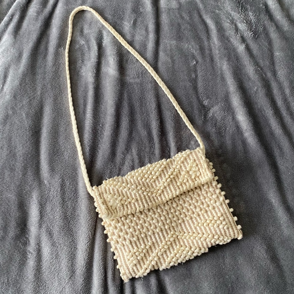 Antonello Cream Suni Rombi Hand Knit Bag